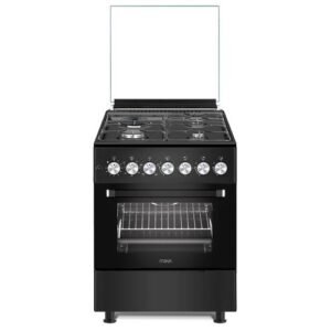 MIKA Standing Cooker, 60cm x 60cm, 3 Gas Pool Jet Burners + 1 RAPID Hot Plate, FLAME FAILURE SAFETY, Auto Ignition, 4 Function Electric Oven, Mika Standing Cooker, 60cm x 60cm, 3 Gas + 1 Electric, 4-Function Electric Oven, Matt Black
